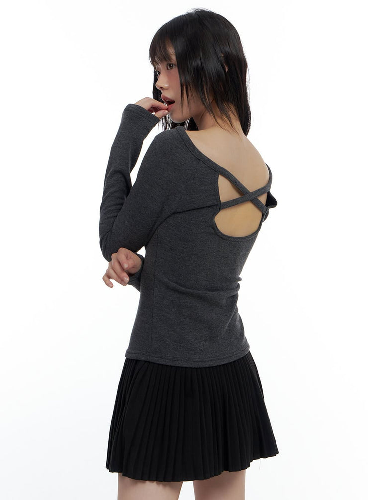 sleek-cutout-slim-fit-top-cs420 / Dark gray