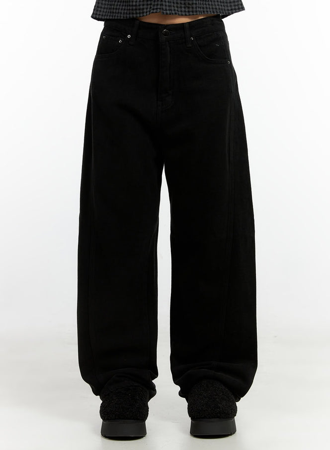 cotton-wide-fit-trousers-cn405 / Black