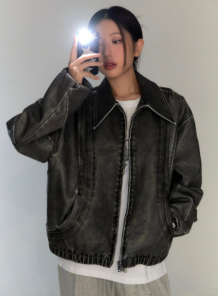 urban-edge-oversize-leather-bomber-jacket-cg423 / Black