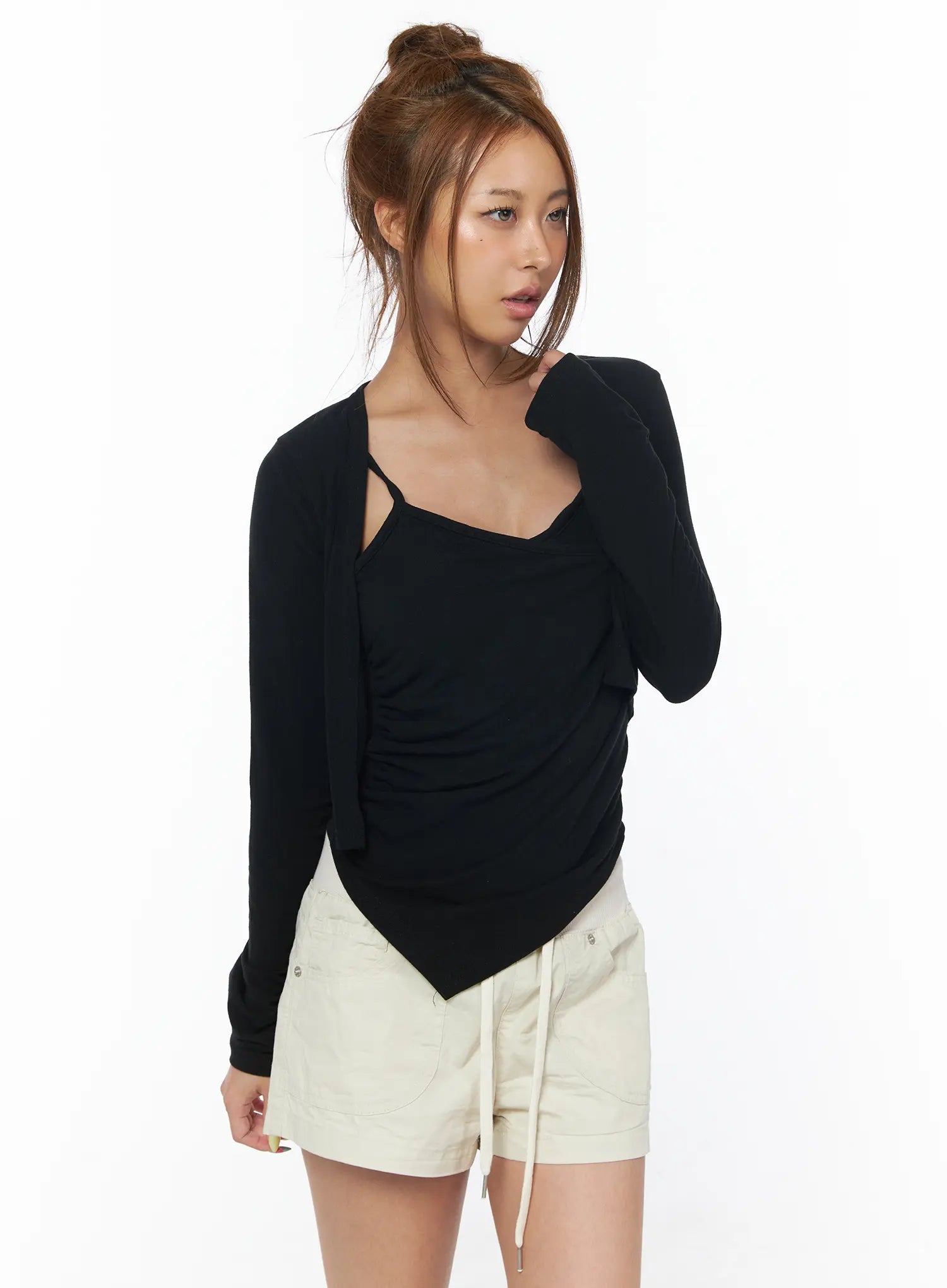 versatile-cardigan-and-tank-with-built-in-bra-cu502 / Black