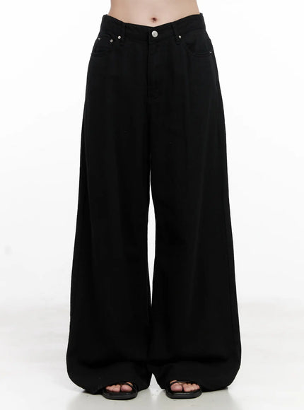 wide-leg-cotton-pants-cl524 / Black
