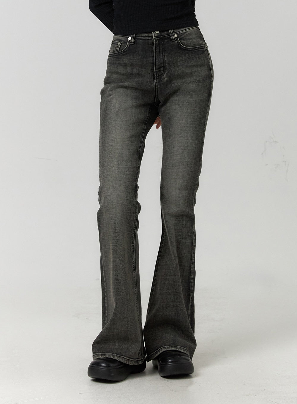 Slim Washed Denim Bootcut Jeans CF407
