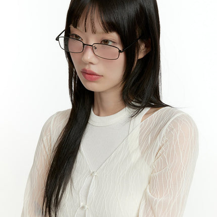 chic-square-metal-glasses-cl426 / Black
