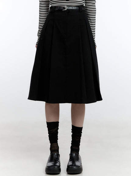 elegant-pleated-midi-skirt-cj520 / Black