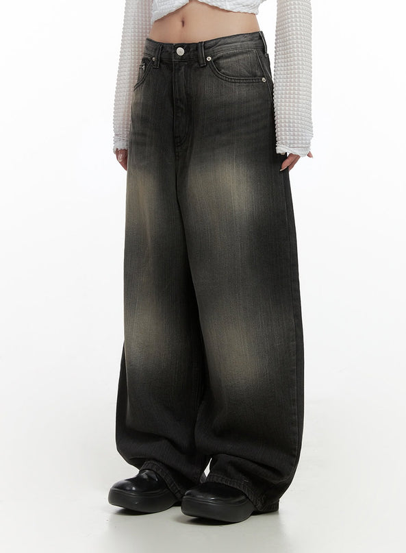 sage-back-buttoned-wide-pants-cs430 / Black