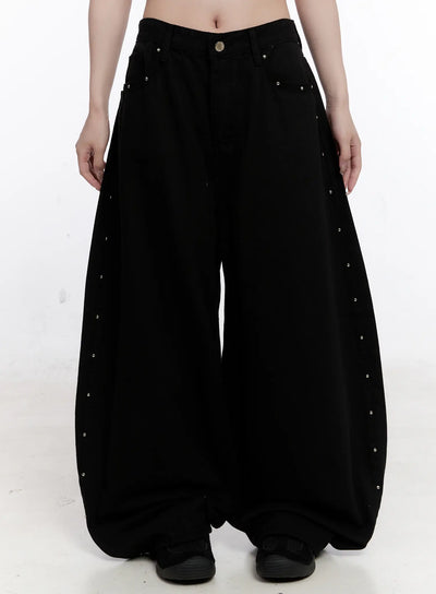 studded-baggy-pants-cs530 / Black