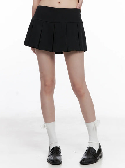 low-waisted-pleated-skirt-cg518 / Black