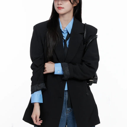 chic-oversized-blazer-cs519 / Black