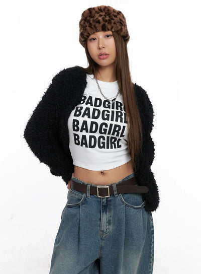 cozy-faux-fur-cardigan-cs524 / Black