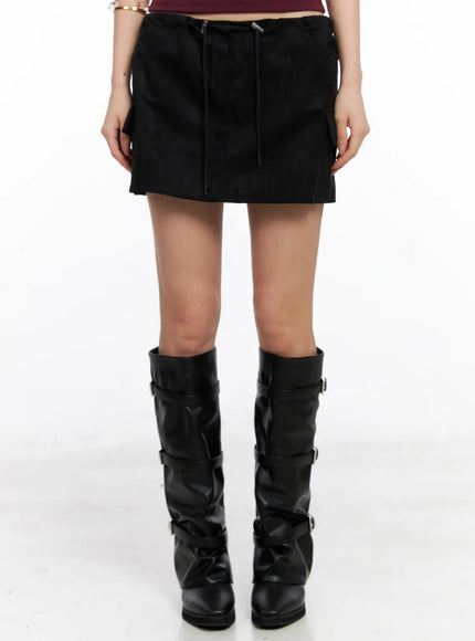 suede-cargo-mini-skirt-cc1109 / Black