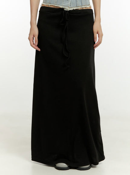 solid-banded-maxi-skirt-cu428 / Black