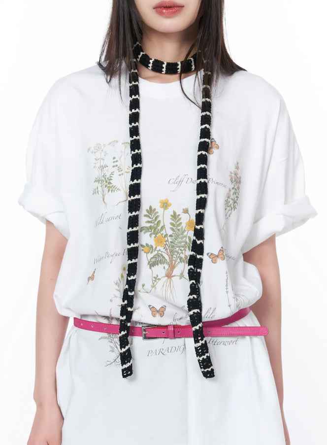 waffle-knit-accent-scarf-ca528 / Black