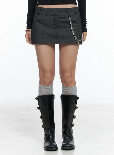 layered-chain-detail-mini-skort-cs503 / Black