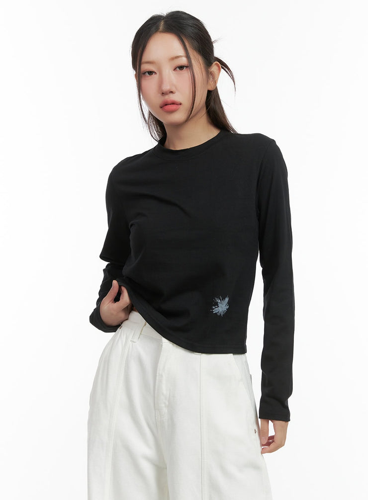 round-neck-graphic-top-co417 / Black