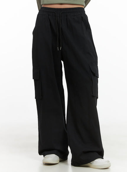 banded-cargo-cotton-pants-cs404 / Black