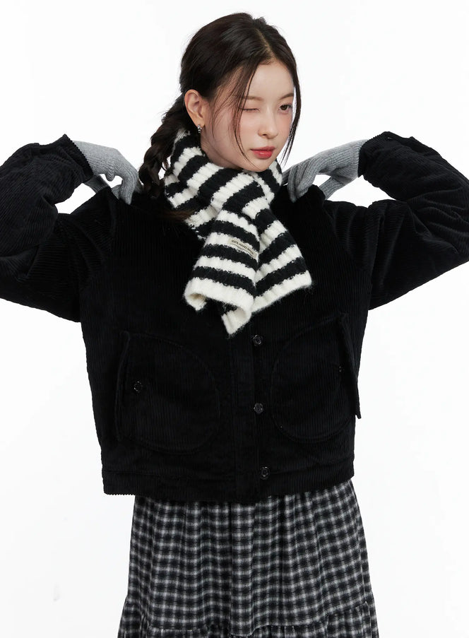 collared-corduroy-jacket-cn519 / Black