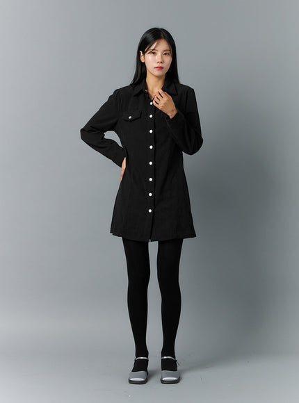 corduroy-button-mini-dress-on316 / Black