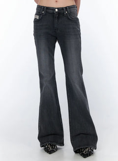 salem-vintage-wash-low-rise-bootcut-jeans-ca530 / Black