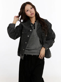 vintage-oversized-denim-jacket-cn527 / Black