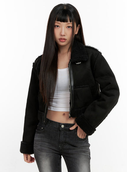 fuzzyfemme-crop-jacket-cn406 / Black