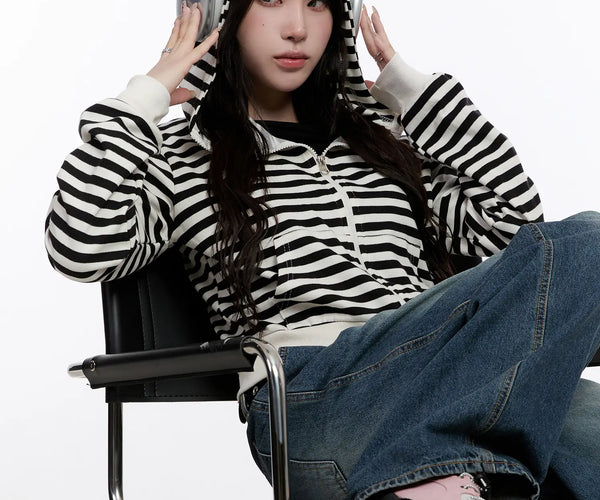 Cat Ear Striped Hoodie CO501
