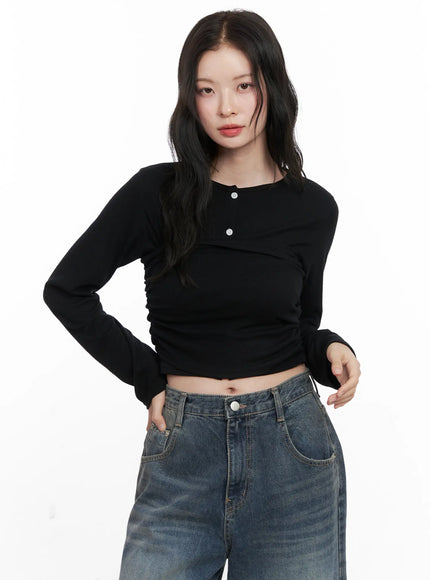 layered-crop-cardigan-set-cn504 / Black