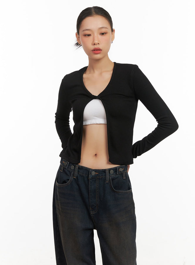 twist-solid-crop-top-cd409 / Black