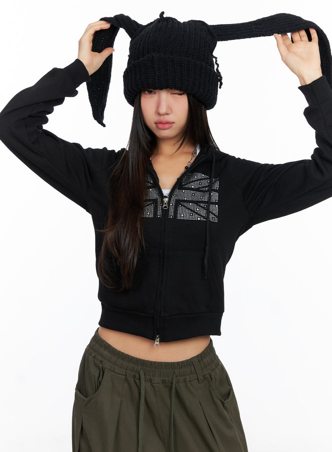 graphic-cropped-hoodie-co515 / Black
