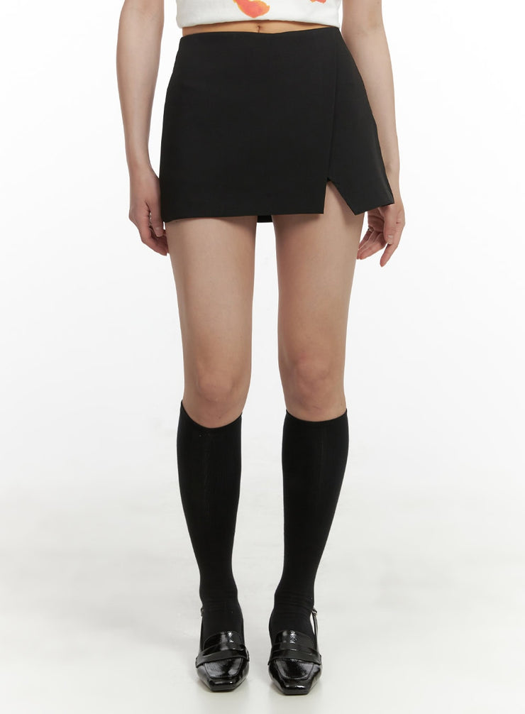 basic-slit-mini-skorts-cy417 / Black