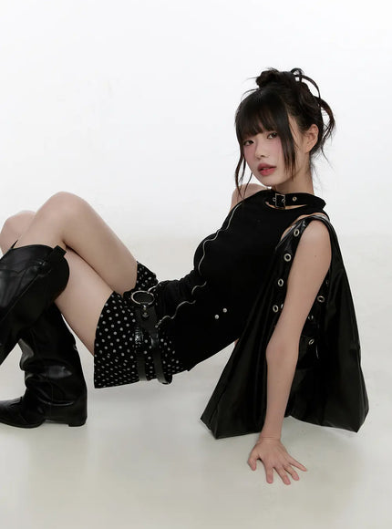 high-neck-zip-up-tank-cl504 / Black