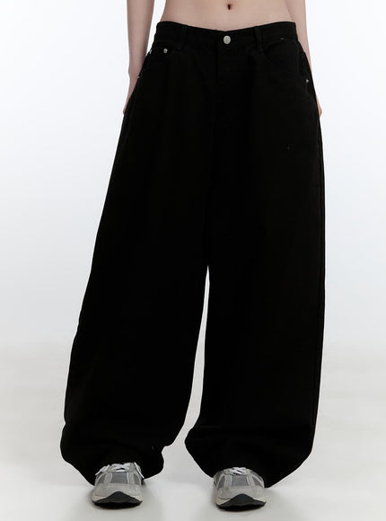 oversized-comfy-cotton-trousers-cj522 / Black