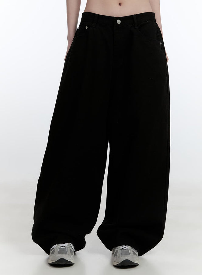 oversized-comfy-cotton-trousers-cj522 / Black