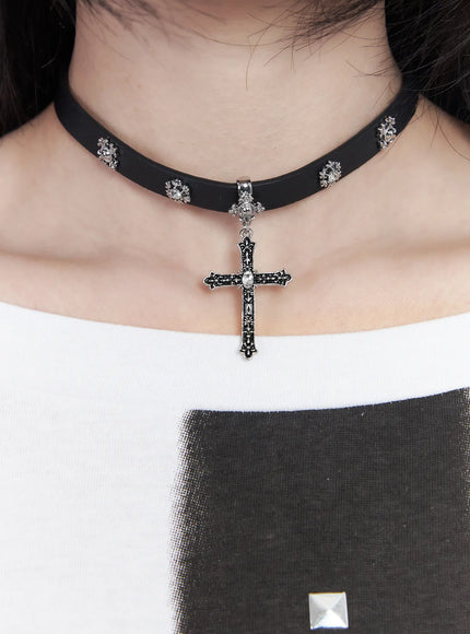 gothic-cross-choker-cm505 / Black