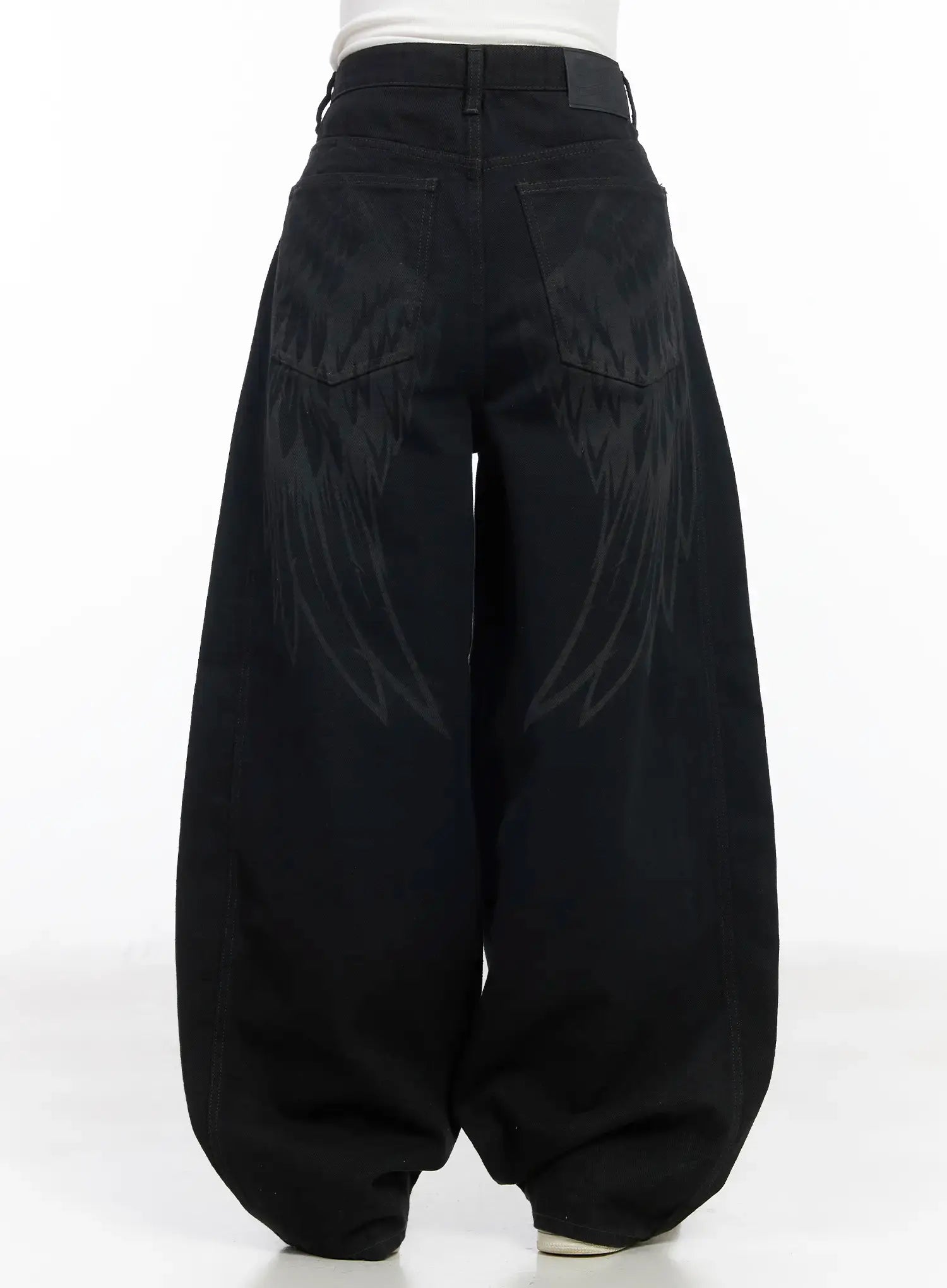 angel-wing-wide-leg-trousers-cm526 / Black