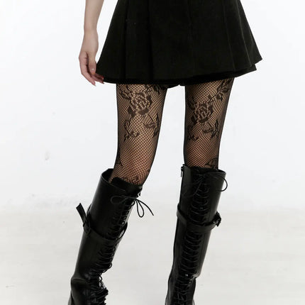 corduroy-pleated-a-line-skirt-cn525 / Black