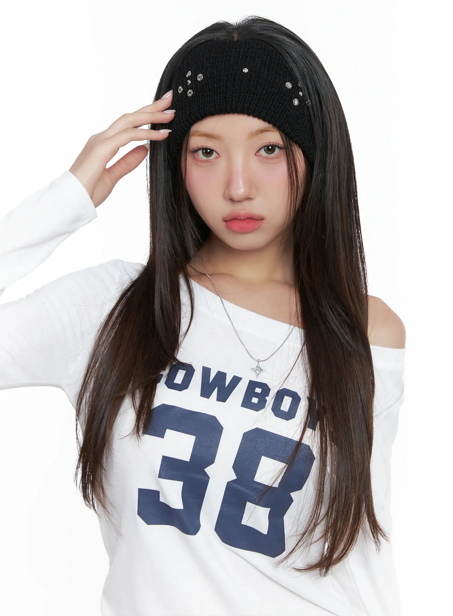 studded-knit-headband-cs503 / Black