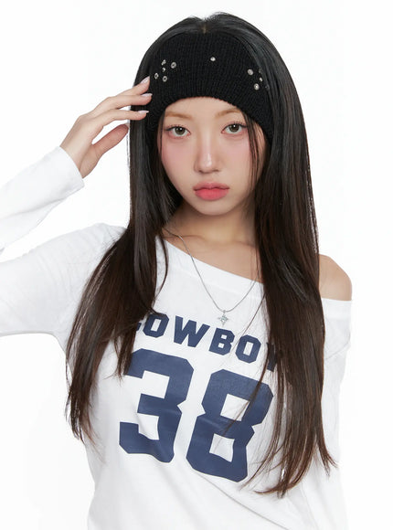 studded-knit-headband-cs503 / Black