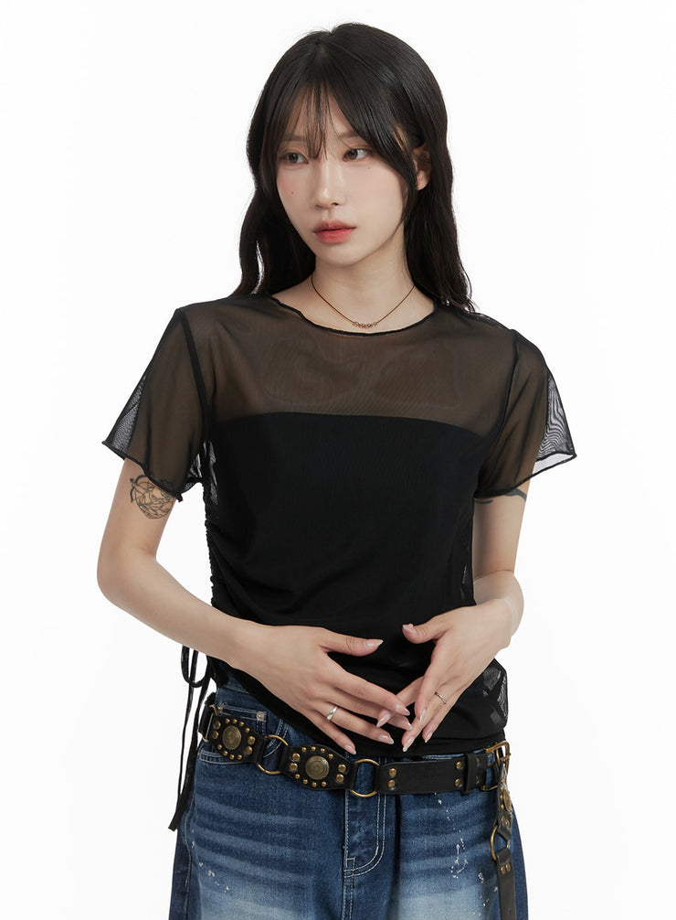 solid-mesh-tee-ca408 / Black