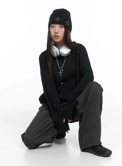 casual-hooded-knit-cardigan-cs503 / Black