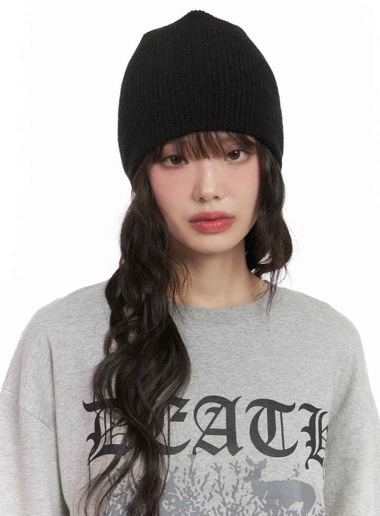 classic-ribbed-beanie-cj528 / Black