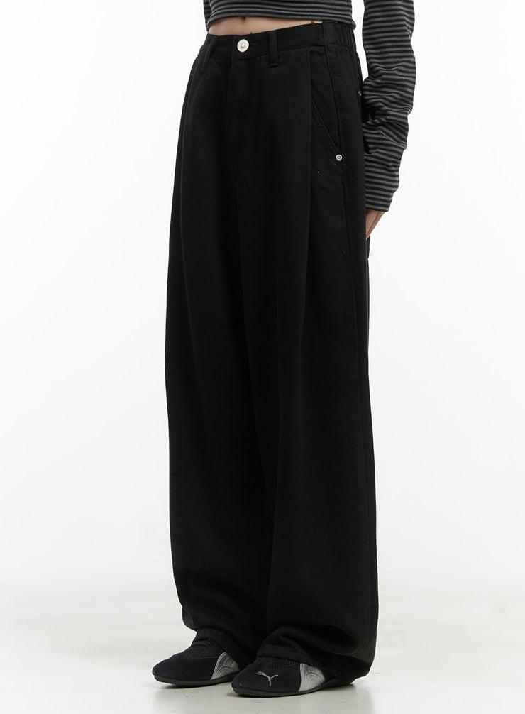 classic-wide-fit-cotton-pants-co410 / Black