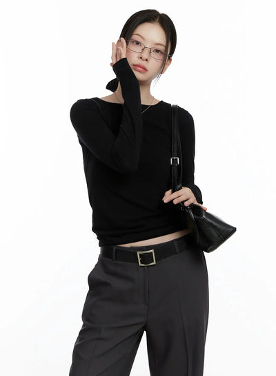 chic-layered-long-sleeve-set-f502 / Black