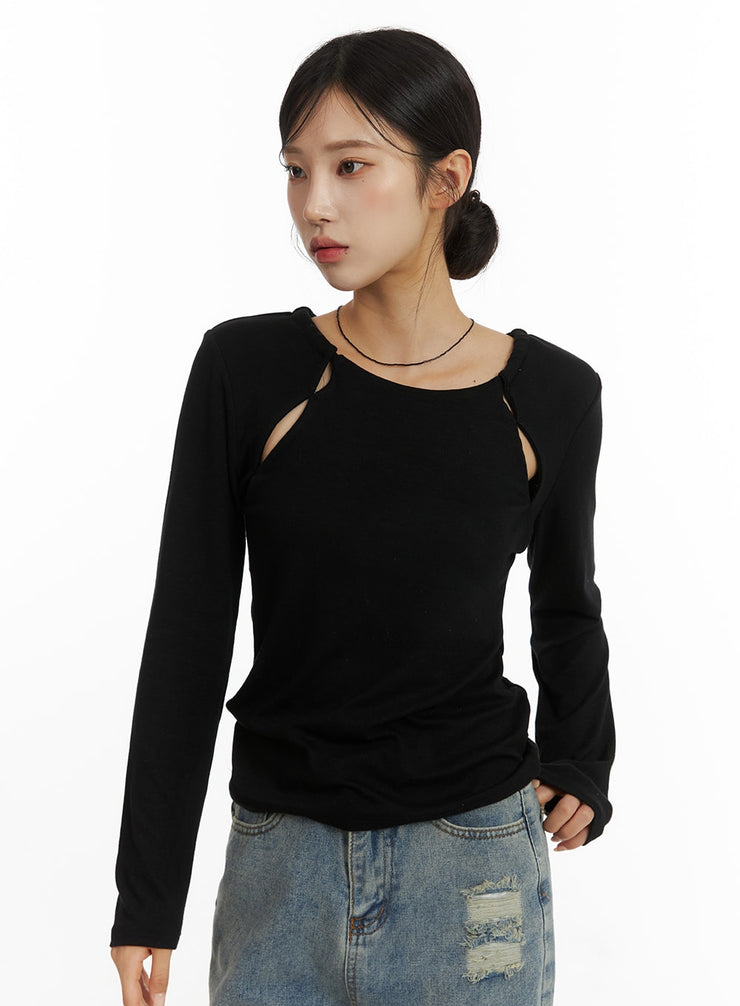 slim-fit-cut-out-top-cj431 / Black