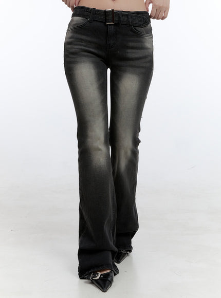 gwen-belt-bootcut-jeans-cg414 / Black