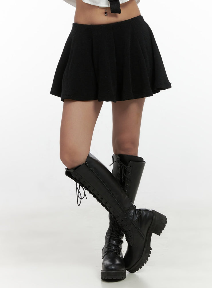 chic-flared-polyester-mini-skirt-cs425 / Black