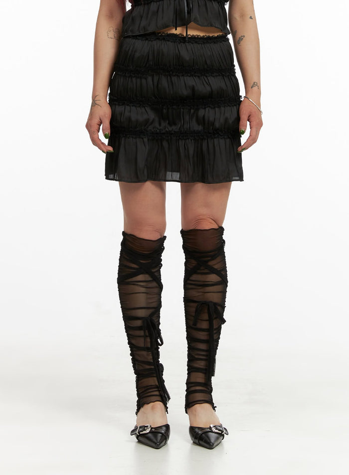 shirred-mini-skirt-cy429 / Black