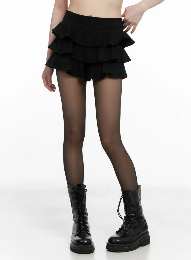 ruffle-layer-mini-skirt-gc515 / Black
