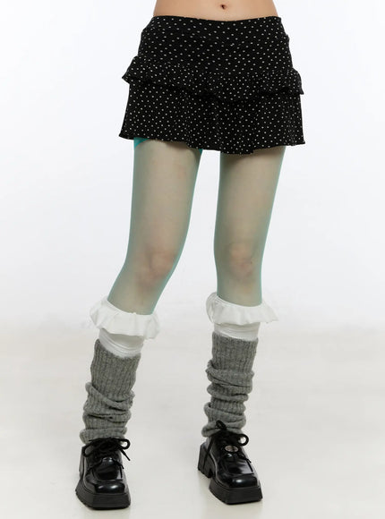 polka-dot-ruffle-mini-skirt-ca508 / Black