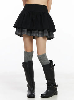 layered-ruffle-mini-skirt-cd531 / Black