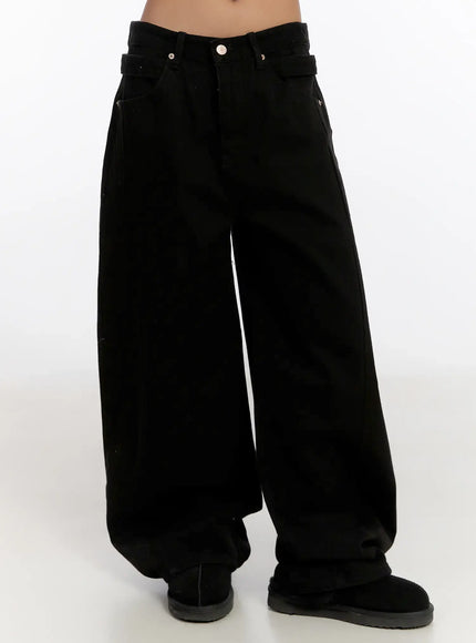 side-point-wide-leg-cotton-pants-cn527 / blcak